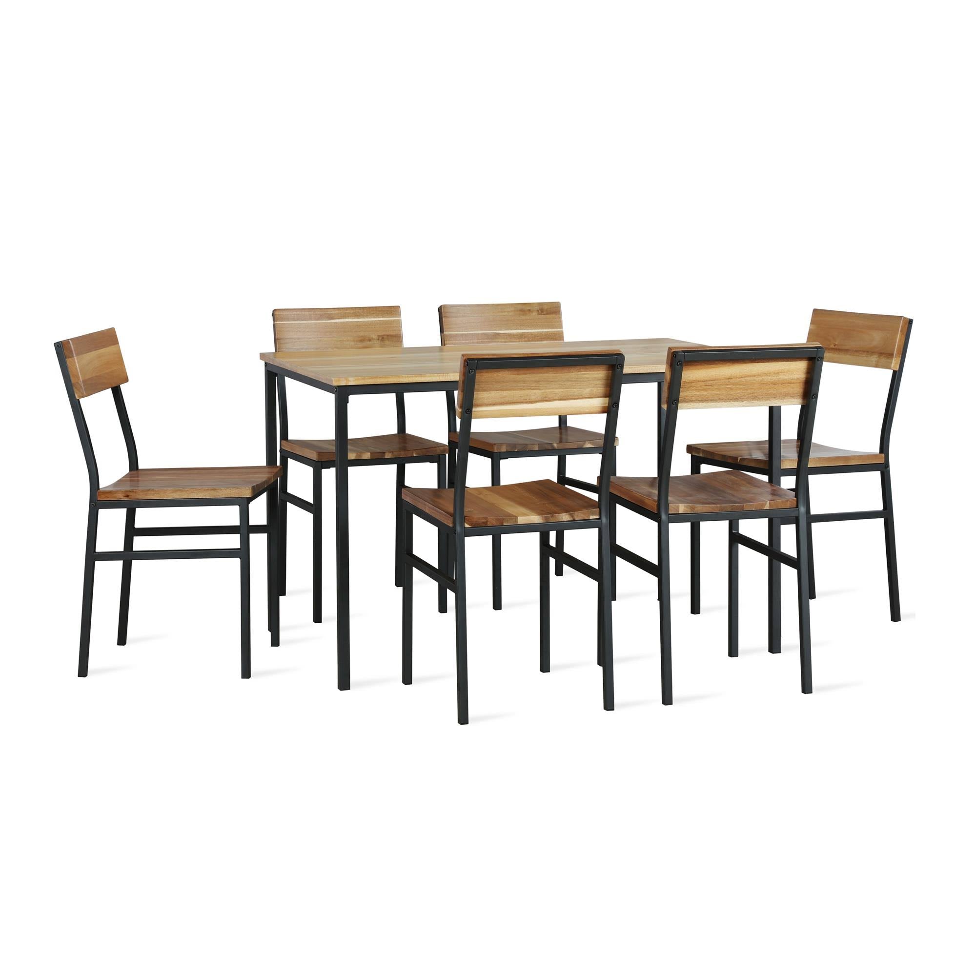 Natural Gray Wood and Metal Dining Chair (2-Pack) C148