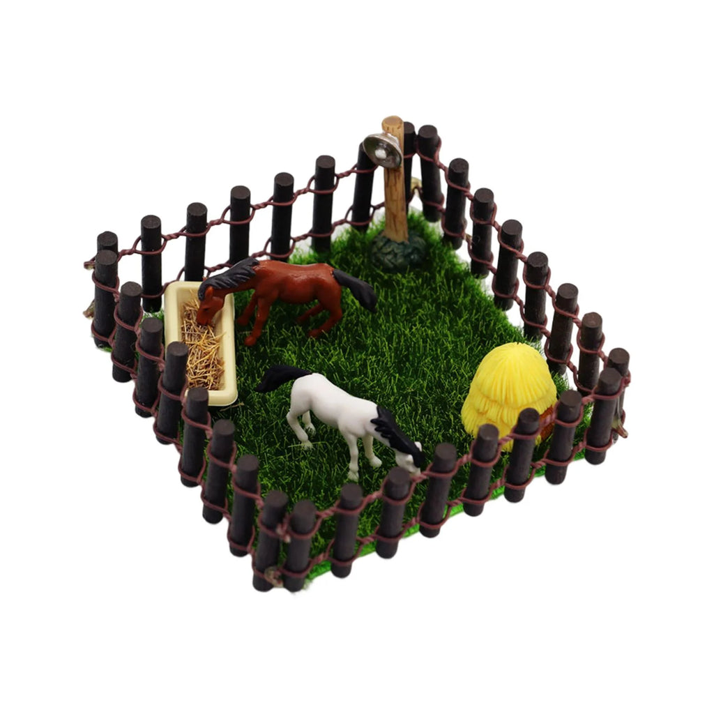 1/12 Scale Horse Stall Horse Barn Set with Fence Toy Figures G4055