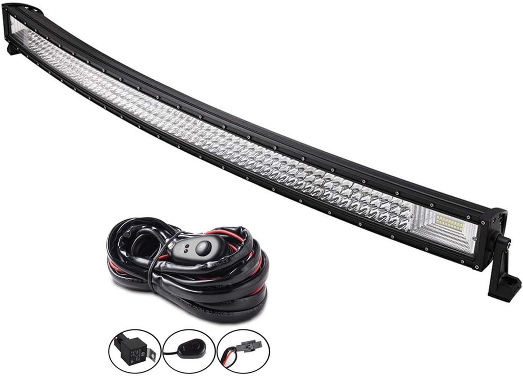 32 inch 405W Curved Triple Row 7D Led Work Light Bar Spot Flood Combo Beam DC 12V-24V 6000k Pack of 2 P39042
