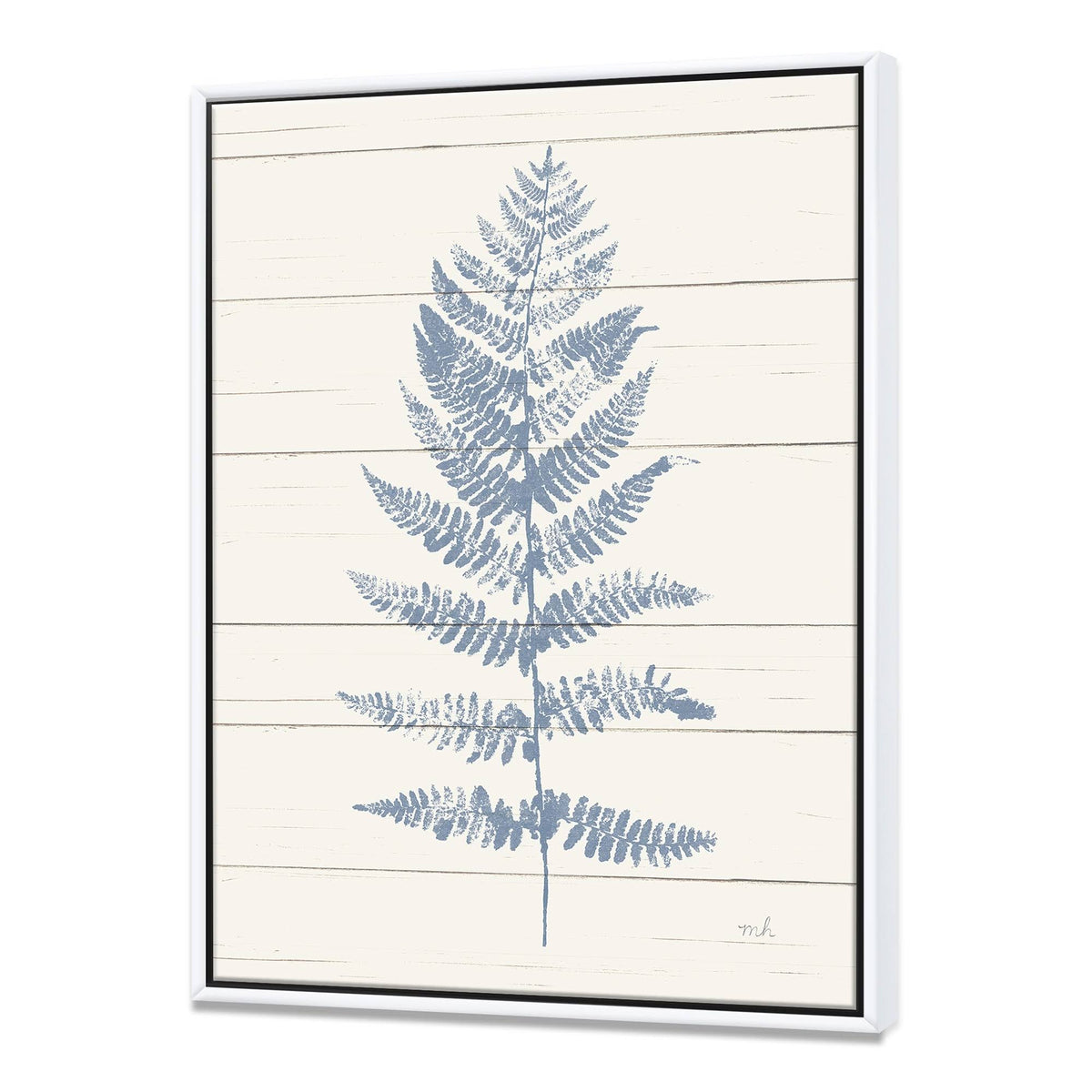 Blue Fern Print on Wood Framed Canvas, 30 inch x 40 inch Z8654