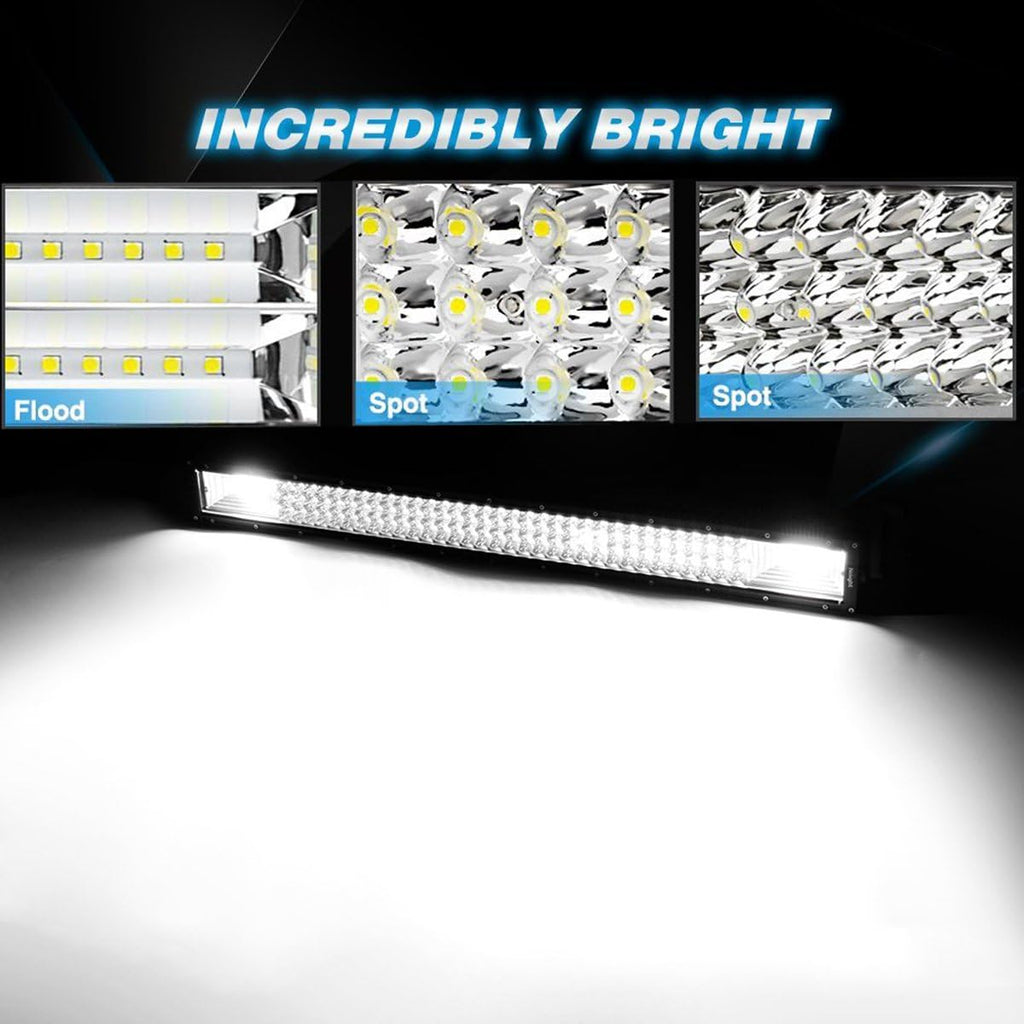 32 inch 405W Curved Triple Row 7D Led Work Light Bar Spot Flood Combo Beam DC 12V-24V 6000k Pack of 2 P39042