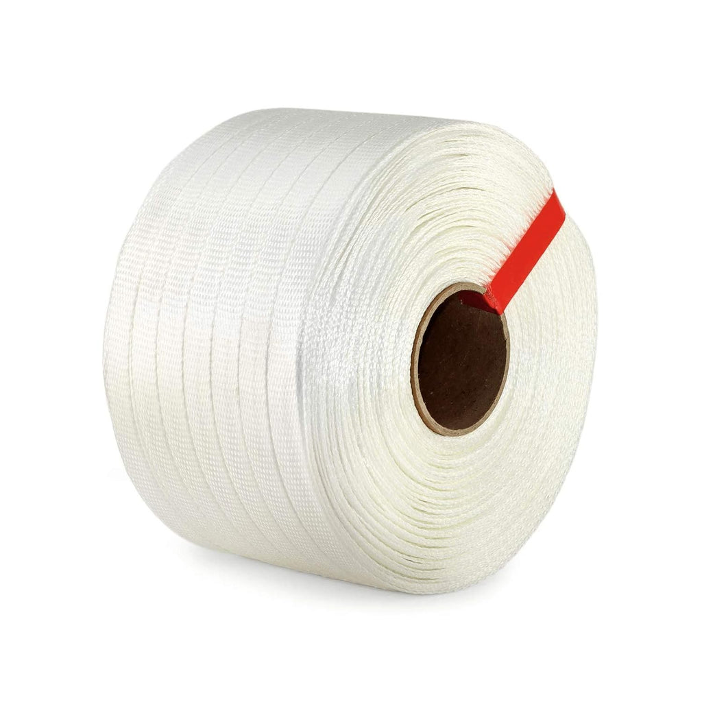 3/4" x 2100’ Woven Cord Strapping Roll, 900 lbs Break Strength, White B918