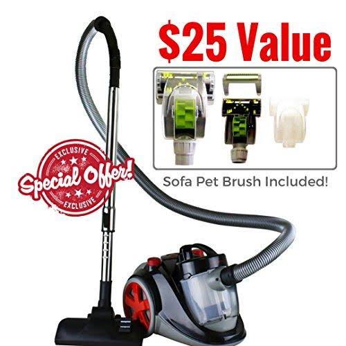 Bagless Canister Vacuum with HEPA Filter and Sofa/pet Brush T133664