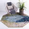 8 Ft Octagon Blue Rug F288