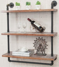 Industrial Retro Wall Mounted Iron Water Pipe Shelf X611846