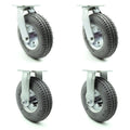 10" Pneumatic Rigid Caster, Black Rubber Wheel, 350 lbs. Capacity, Pack of 2 Q830