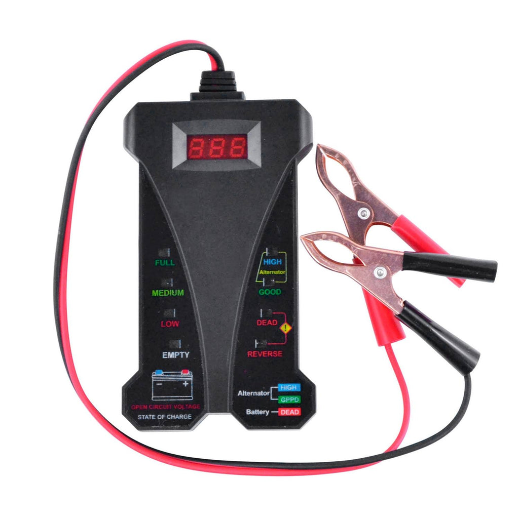 12V Digital Battery Tester Black Red Q751513