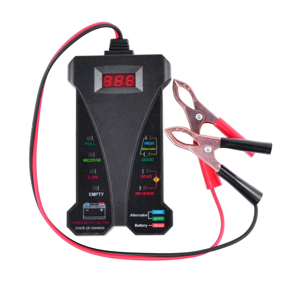 12V Digital Battery Tester Black Red Q751513