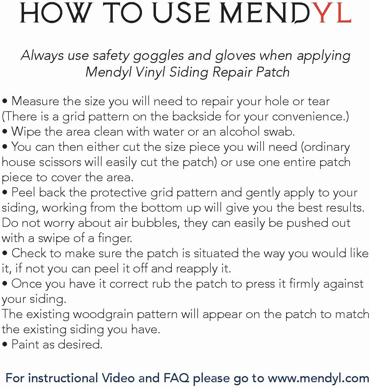 Vinyl and Stucco Siding Repair Kit, 10 Patches H36708