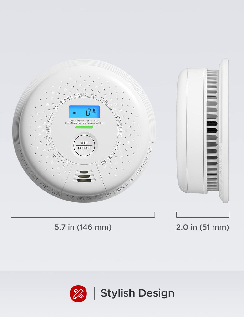 10-Year Battery Dual Sensor Smoke and Carbon Monoxide Alarm, 5-Pack K318