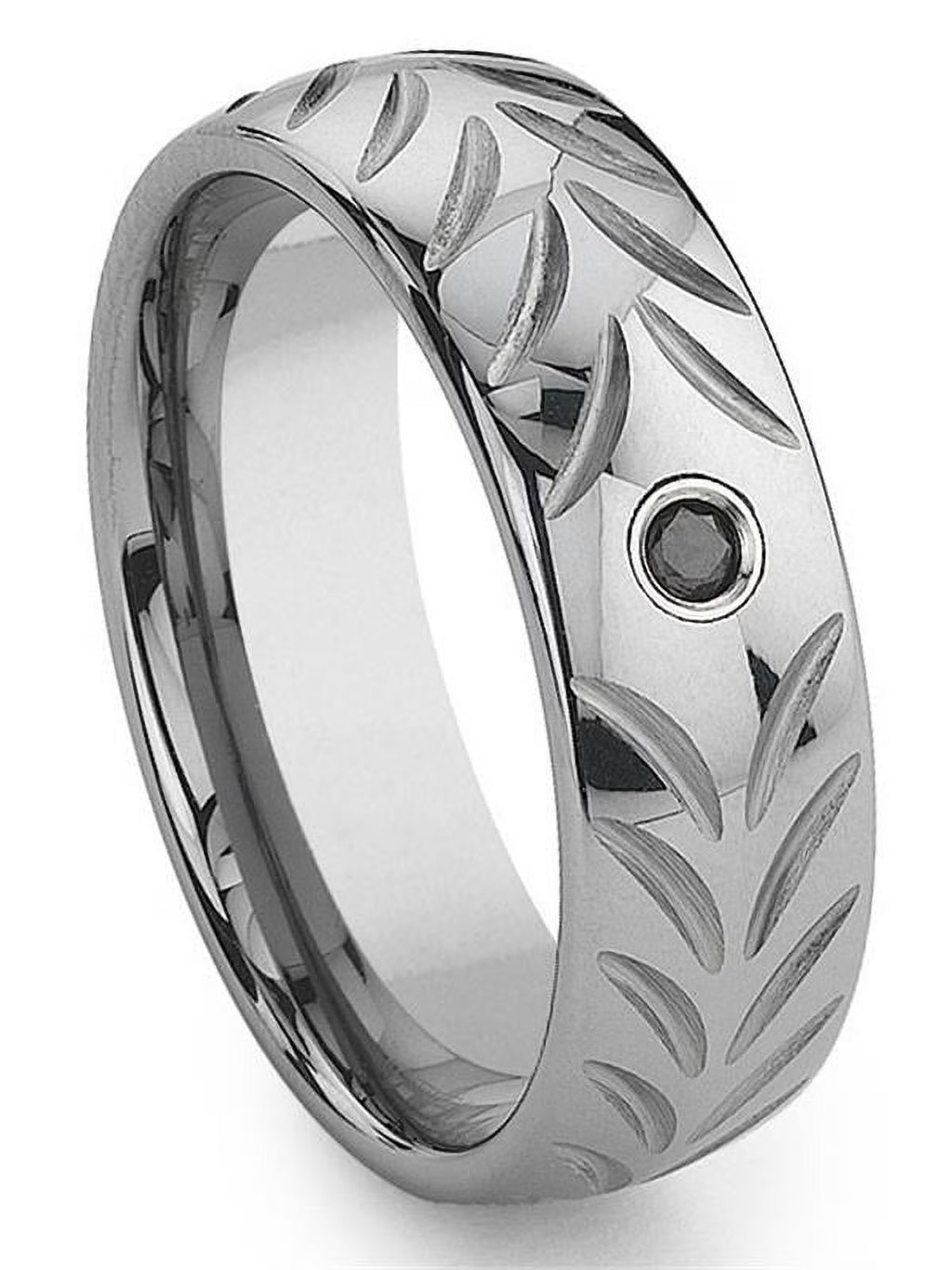 Black Diamond Chevron Tungsten Carbide Mens Wedding Band Ring Sz 10.0 J50036