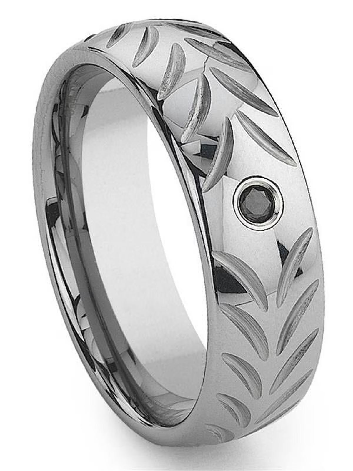 Black Diamond Chevron Tungsten Carbide Mens Wedding Band Ring Sz 10.0 J50036