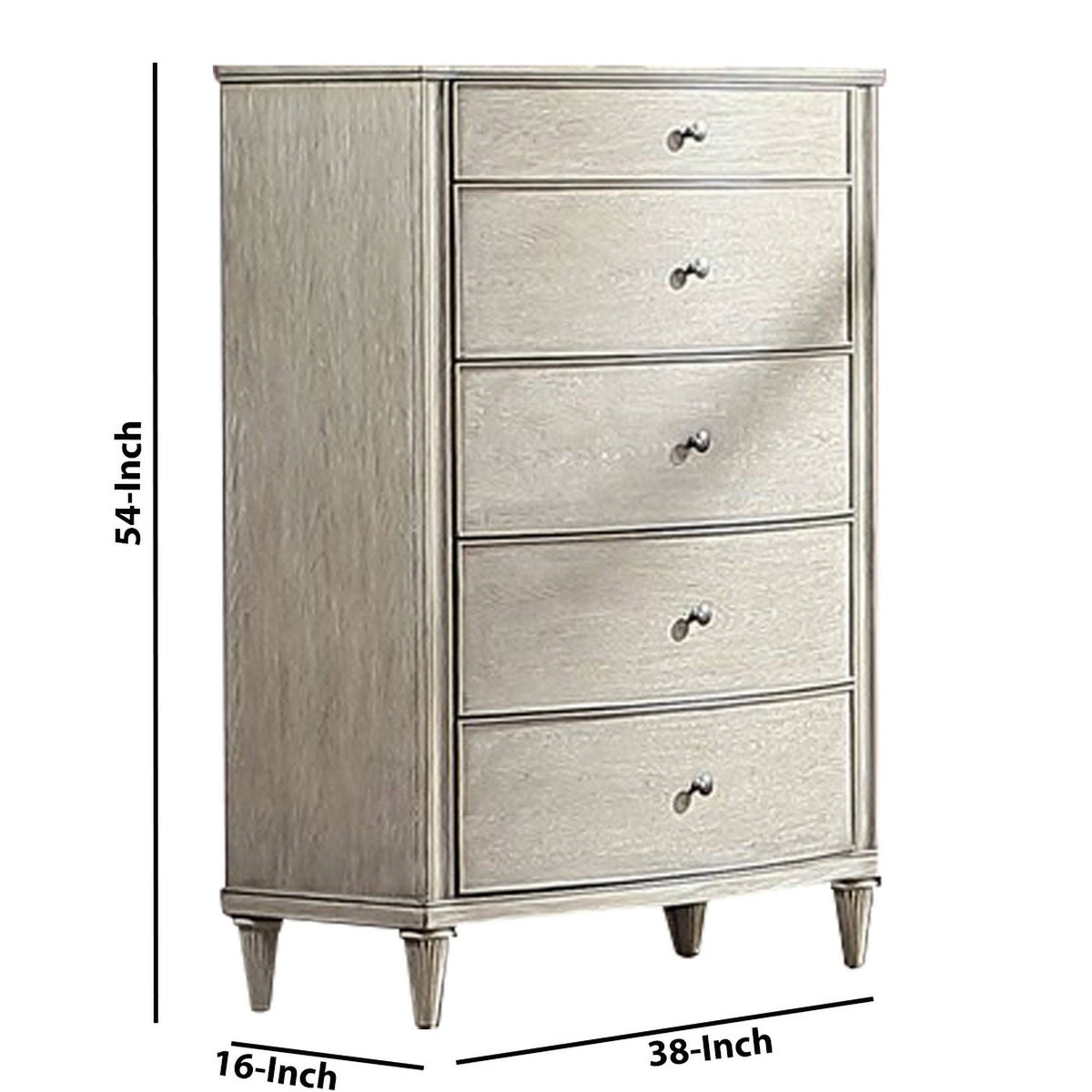 Light Gray Wooden 5 Drawer Chest R917