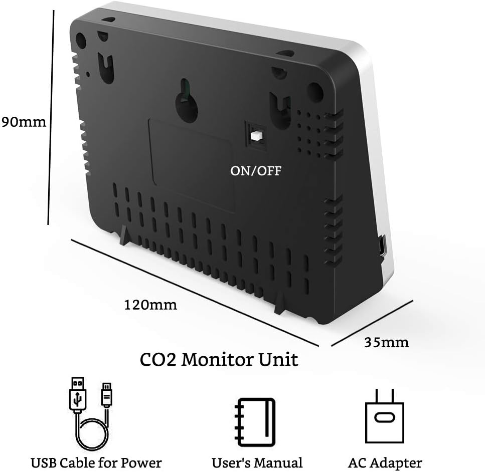 Indoor CO2 Meter, Temperature and Relative Humidity Air Quality Monitor K159745