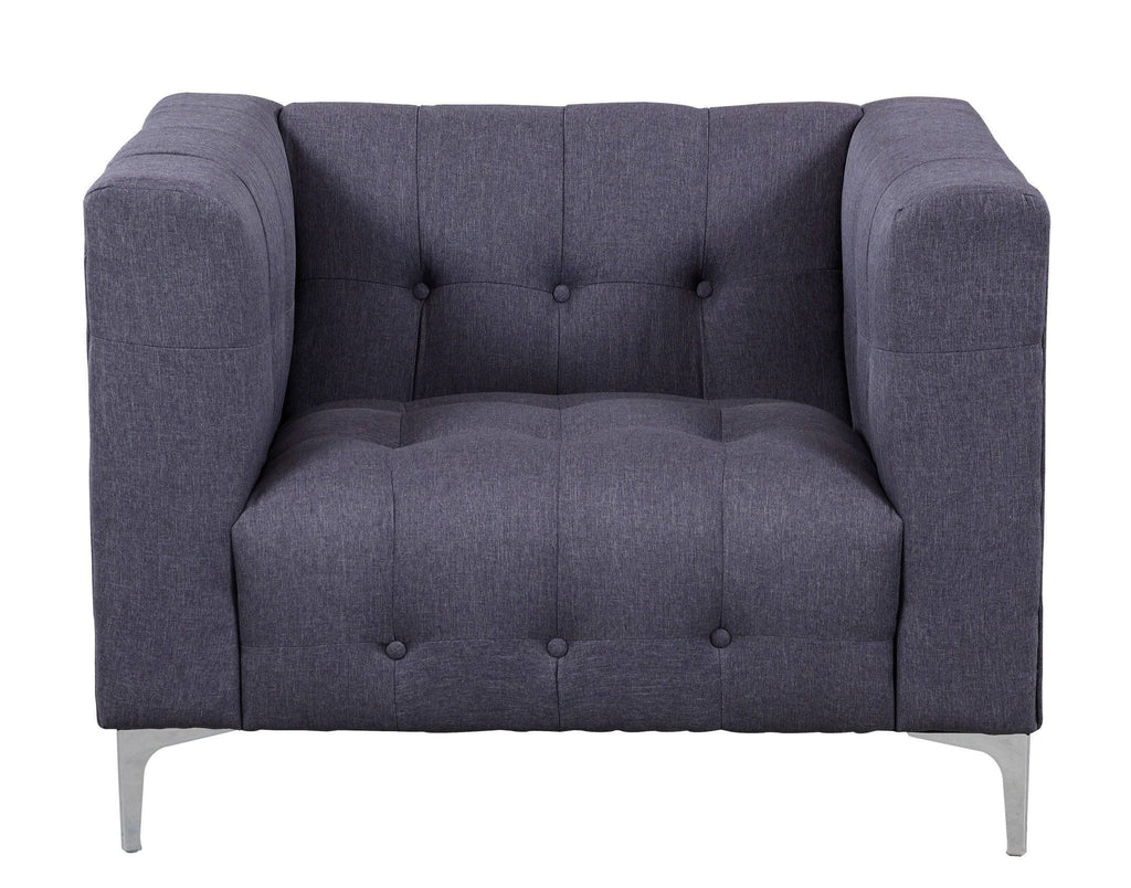 Grey Fabric Tufted Club Chair F7744