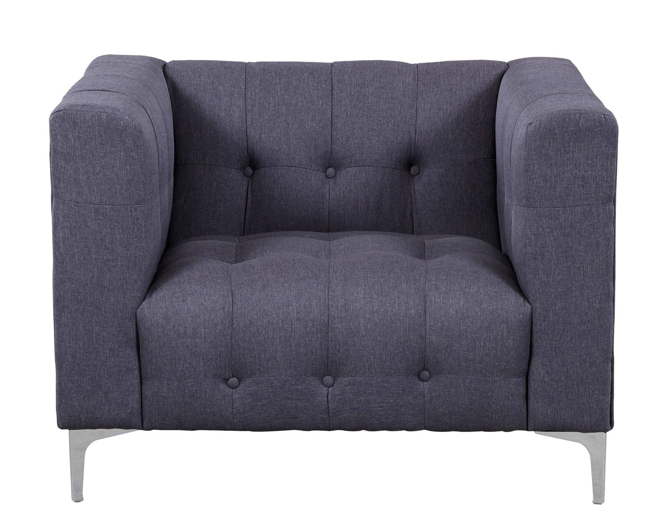 Grey Fabric Tufted Club Chair F7744