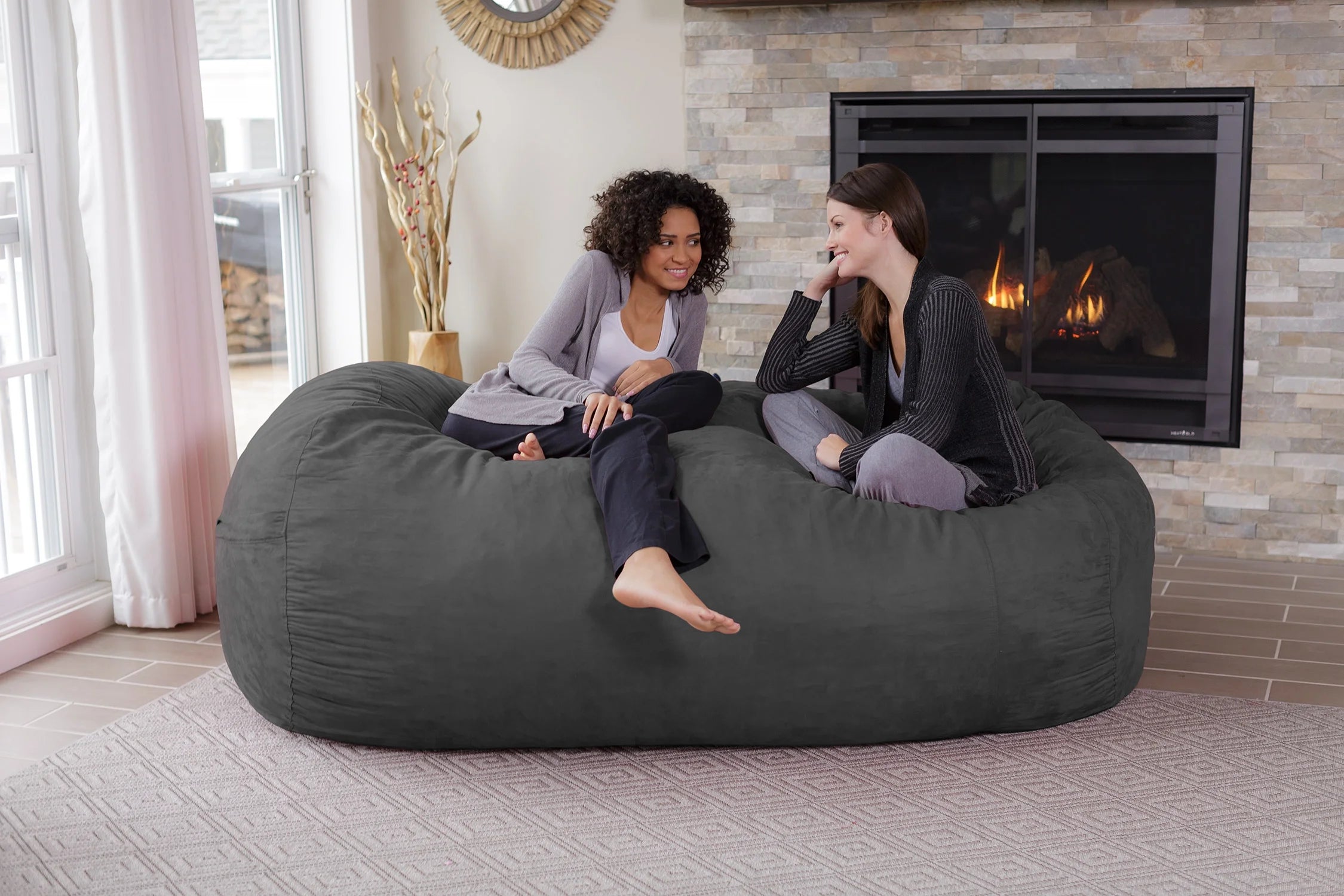 6 ft Gray Memory Foam Bean Bag Chair X616