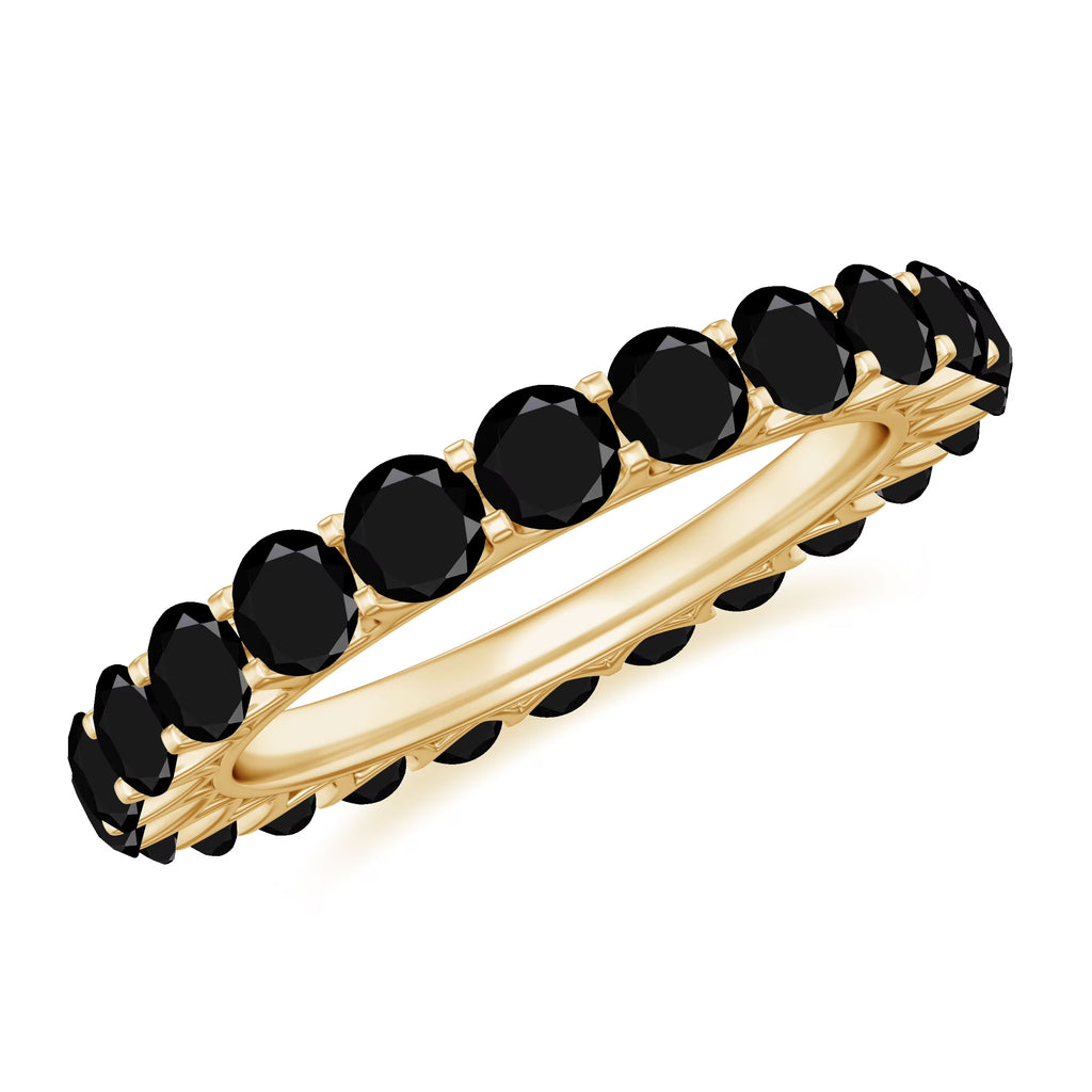 Black Onyx Eternity Ring 10K Yellow Gold X38583