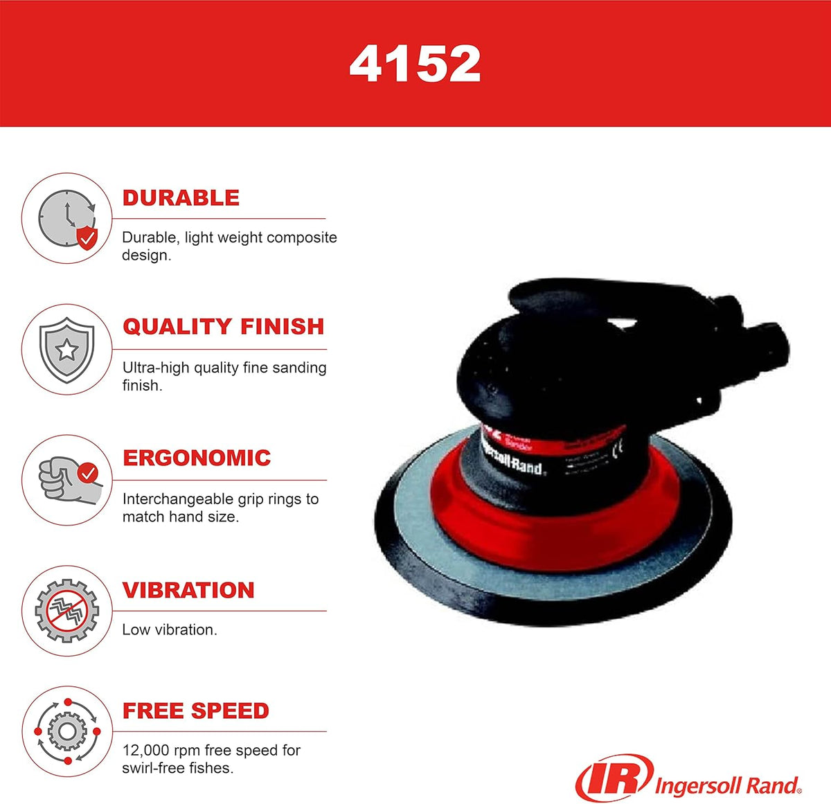 6" Orbit Palm Pneumatic Sander with Pressure Sensitive Adhesive Pad L473356