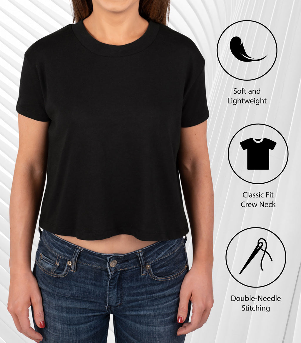 Juniors Cropped Cotton Blend T-Shirt O978
