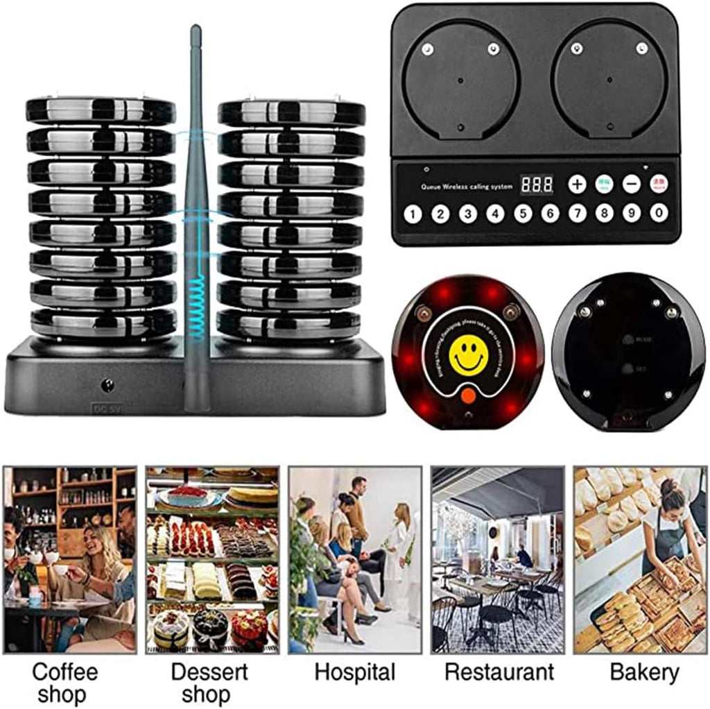 Wireless Restaurant Paging System with 20 Coaster Pagers and 1 Numeric Keypad Transmitter U31842