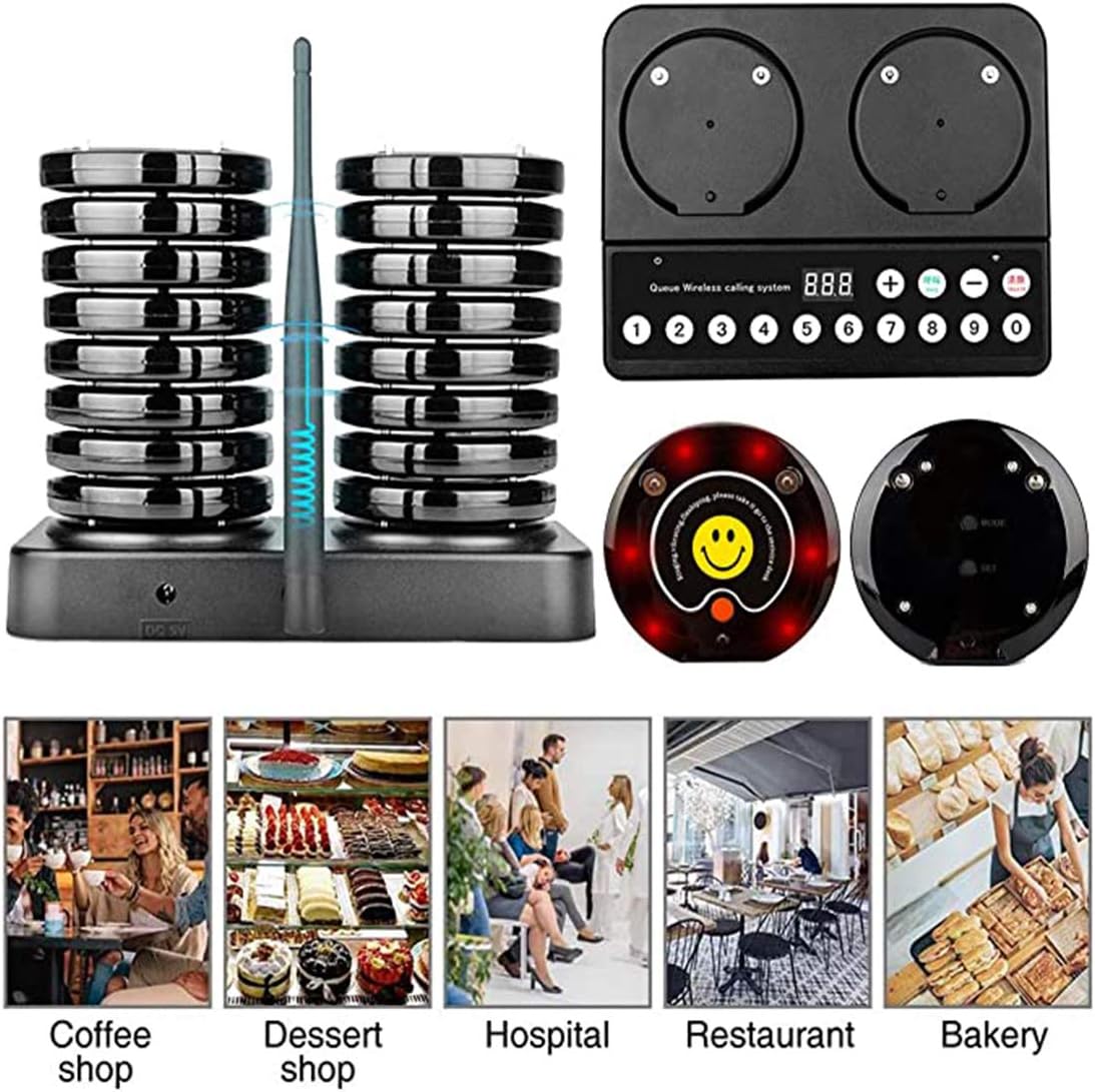Wireless Restaurant Paging System with 20 Coaster Pagers and 1 Numeric Keypad Transmitter U31842