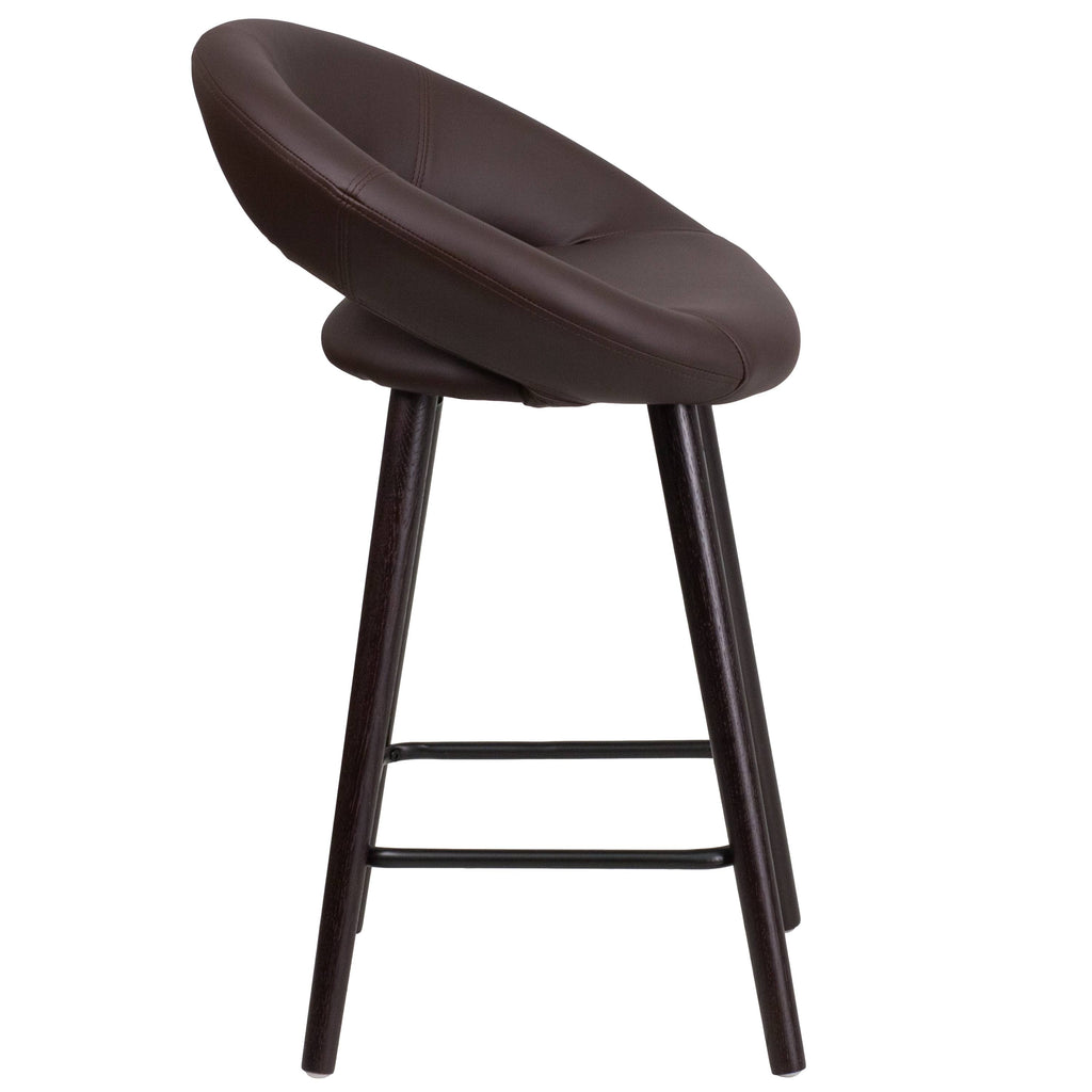 Brown Counter Stool with Wood Base (1 Stool) R840