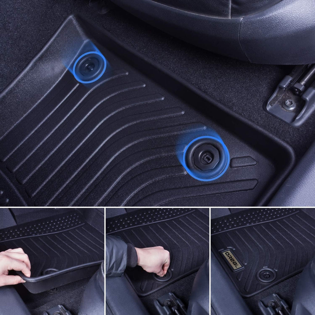Black Heavy Duty All Weather Floor Mats Liners for Car Front and Rear L6265