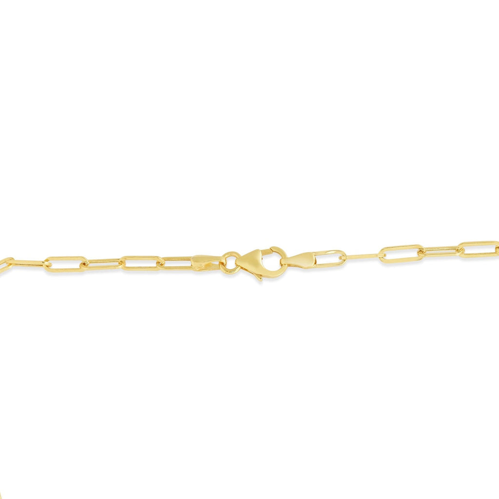 14K Yellow Gold Heart Two-tone Medallion Necklace on Paperclip Chain with Lobster Clasp - 18" M9652