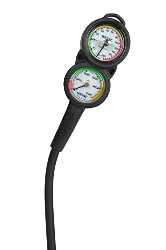 Black/Red Console 3 Pressure Gauge with Depth & Compass G83782