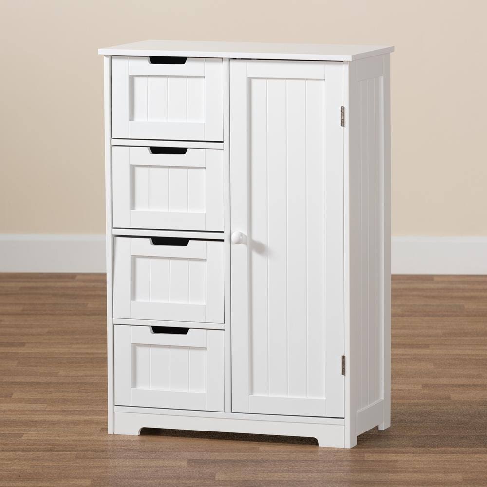 White 4-Drawer Wood Bathroom Storage Cabinet R788152