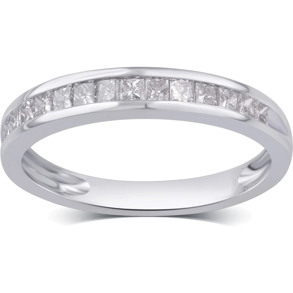 10K White Gold Princess Diamond Wedding Band J201316