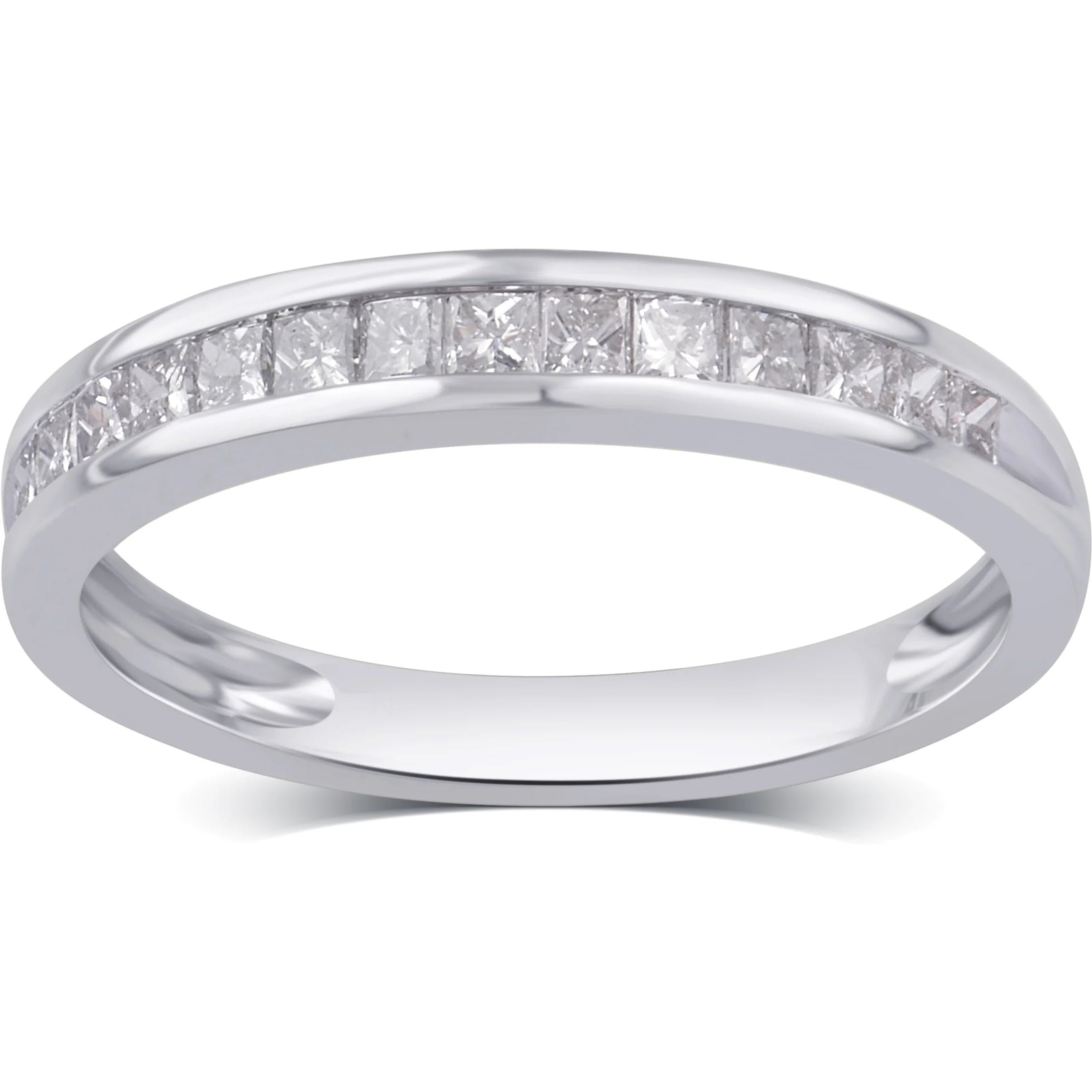 10K White Gold Princess Diamond Wedding Band J201316