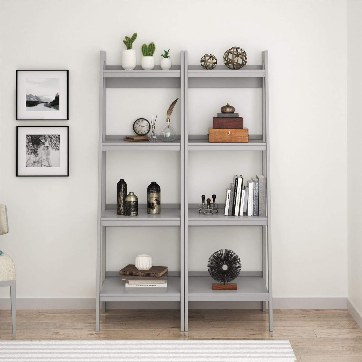 Black 4 Shelf Ladder Bookcase X5541