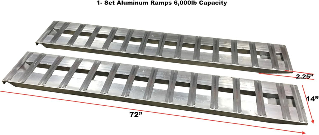 Aluminum Trailer Ramps, Set of Two, 6000lb Capacity, 14" Wide, 72" Long I428813