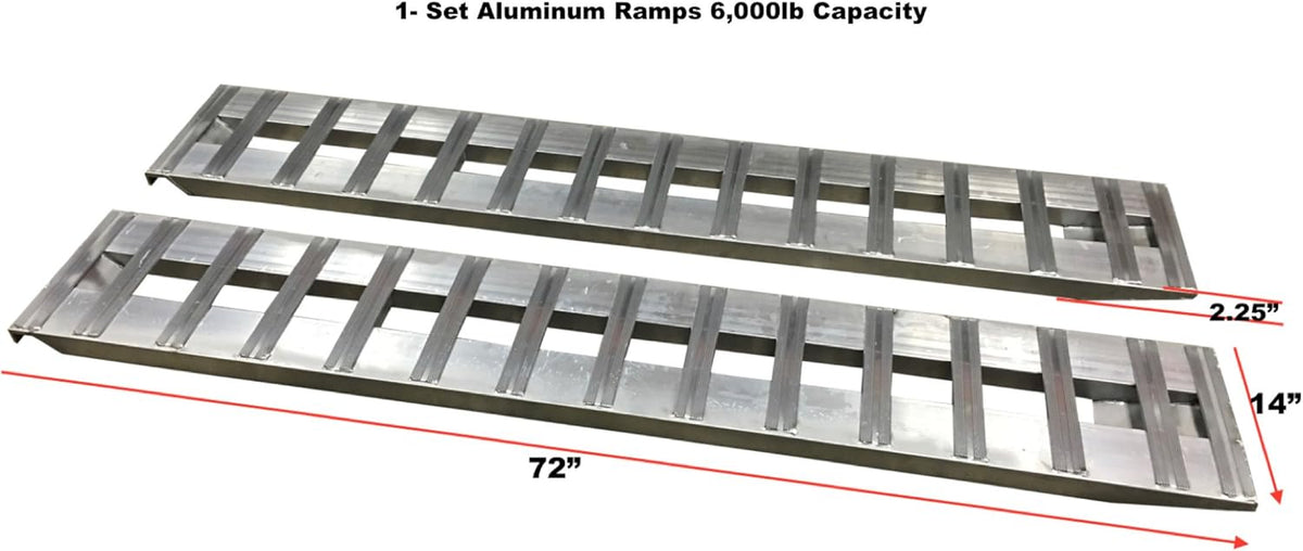 Aluminum Trailer Ramps, Set of Two, 6000lb Capacity, 14" Wide, 72" Long I428813