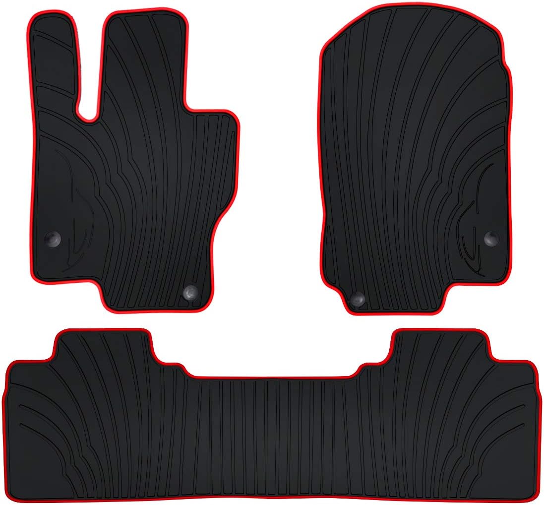 Custom Fit Rubber Black and Red Car Floor Mats Set W59511