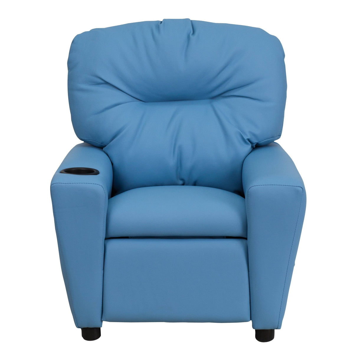 Light Blue Vinyl Kids Recliner with Cup Holder D18123