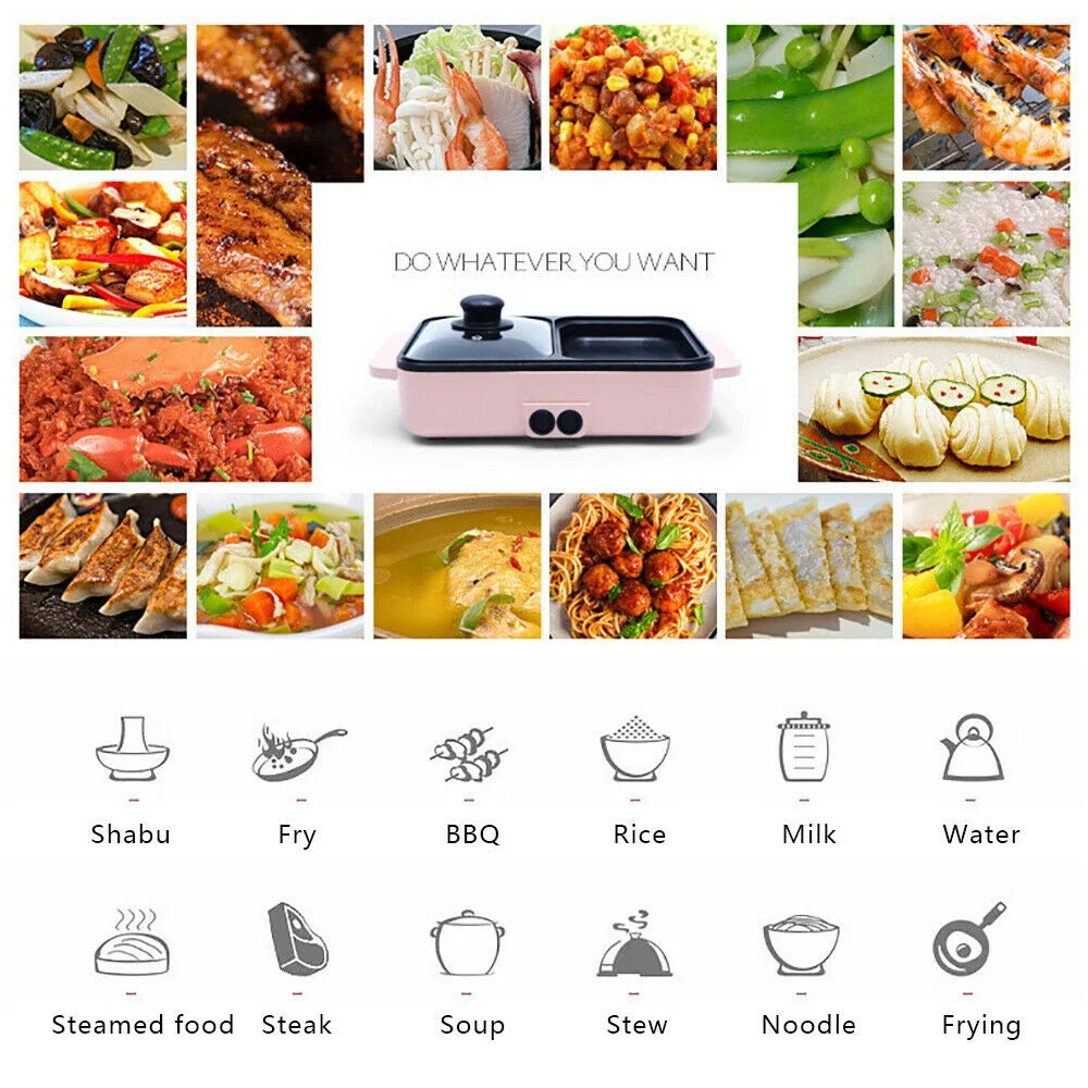 Pink Electric Grill Non-stick Stainless Steel T886