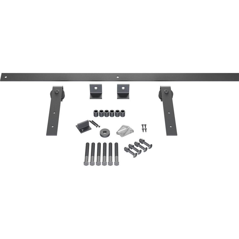 Barn Door Hardware Set with 8 ft Track, Silver Metallic F24425