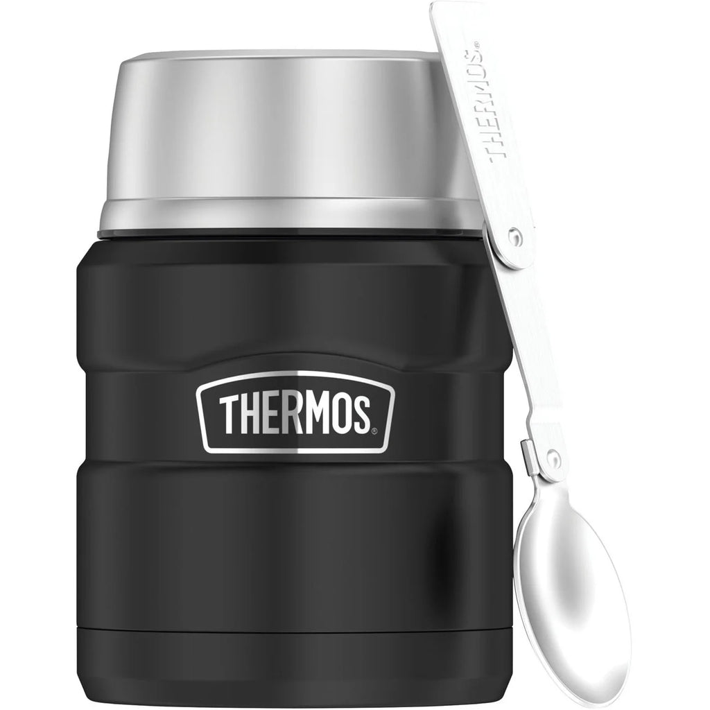 Black Stainless Steel Vacuum Insulated Food Jar With Spoon, 16 oz R88678