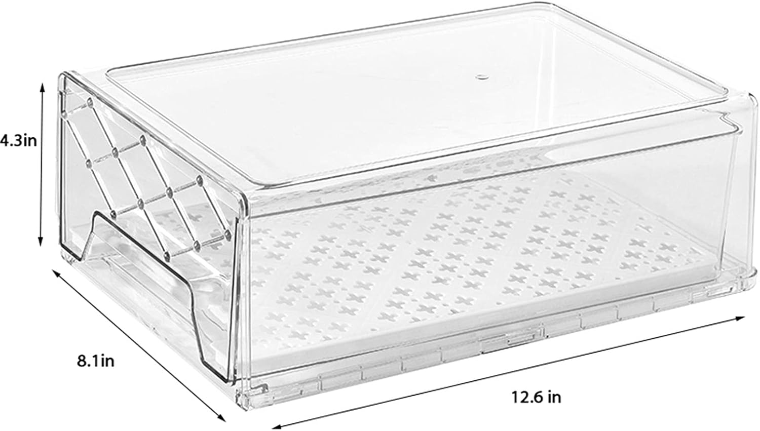 Plastic Stackable Fridge Organizer Bins with Removable Drain Tray, 2 Pack R2305