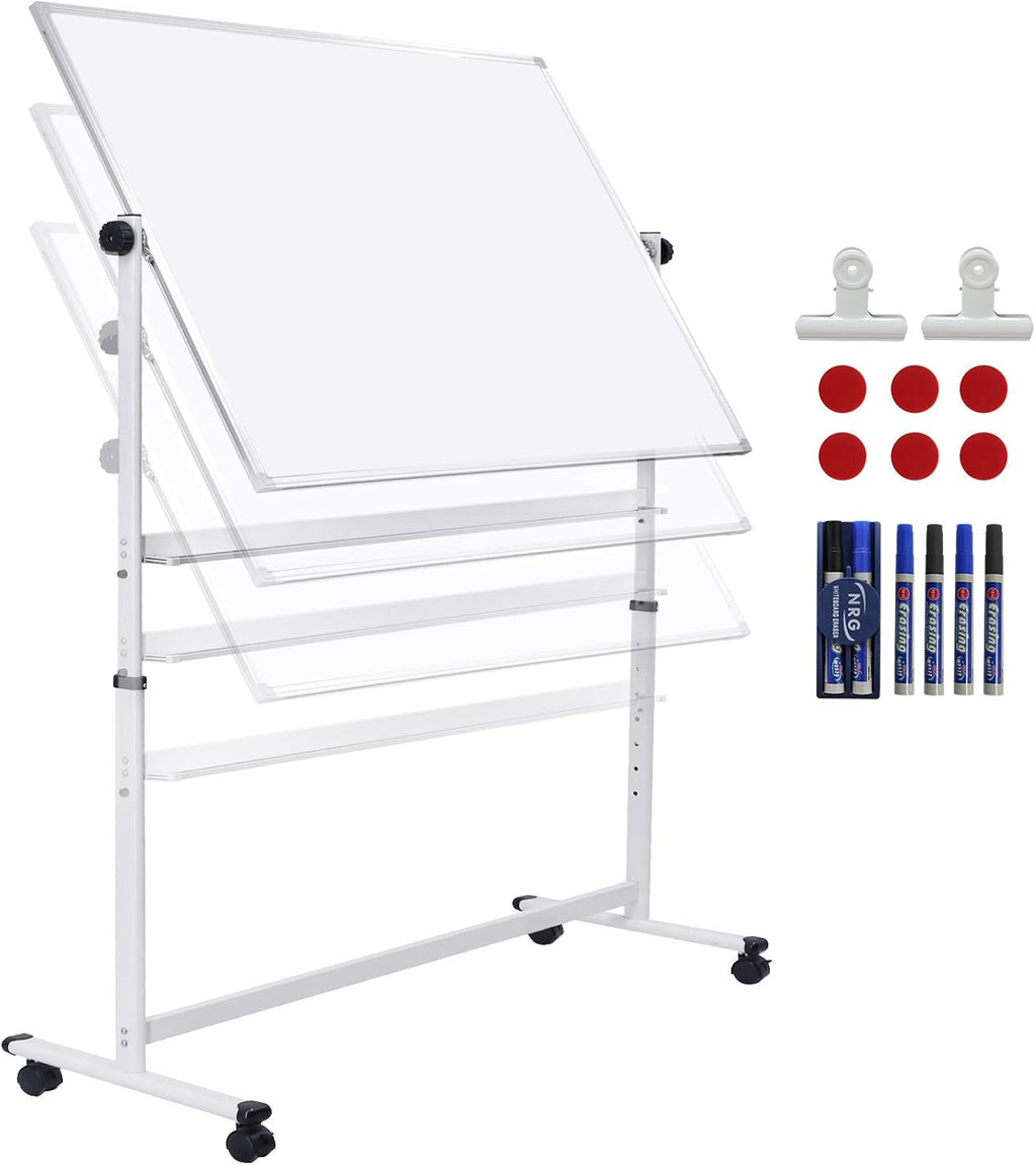 48x36 Height Adjustable Double Sided Magnetic Whiteboard with Stand J228429