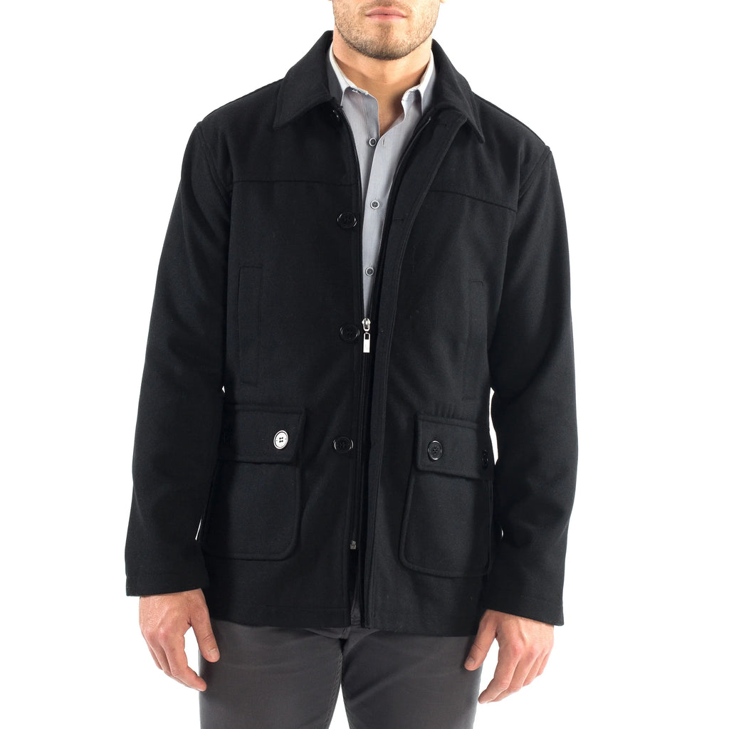 Wool Blend Barn Coat Cargo Pocket Jacket G27939