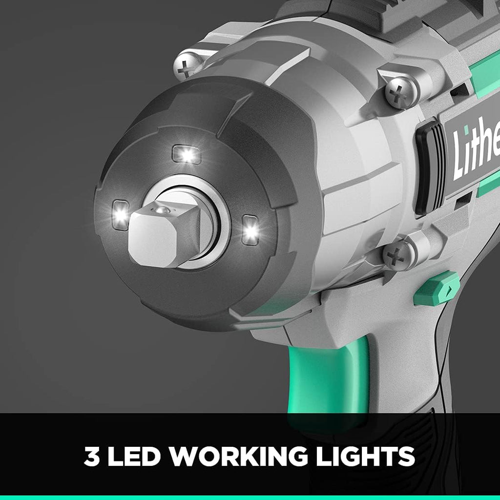 Cordless Impact Wrench 20V, 1/2 inch, 2.0Ah Li-ion Battery, 300 Nm, Compact Electric Wrench Set, Pack of 2 R797831