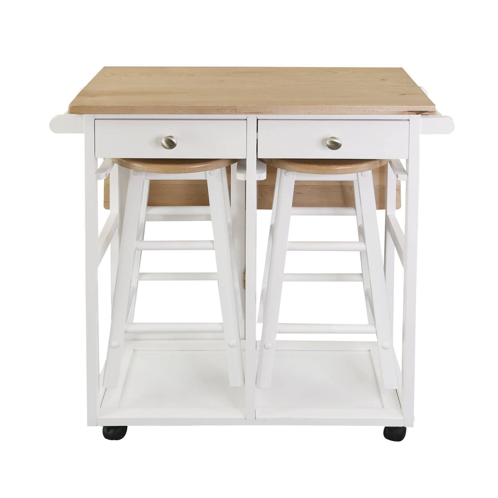 American Maple Drop Leaf Table Top Breakfast Cart Natural White T4856