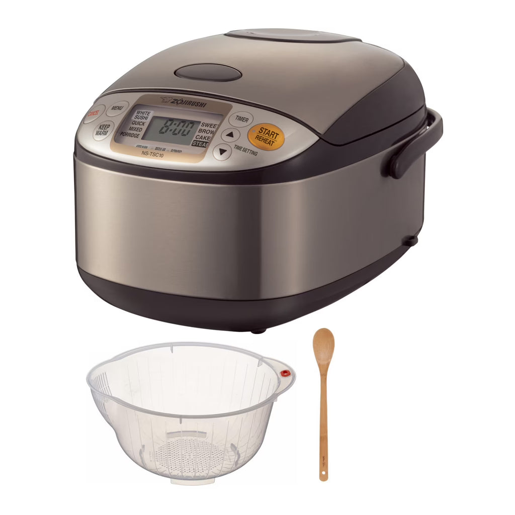 5.5-Cup Stainless Brown Rice Cooker and Warmer with Bowl and Spoon H268