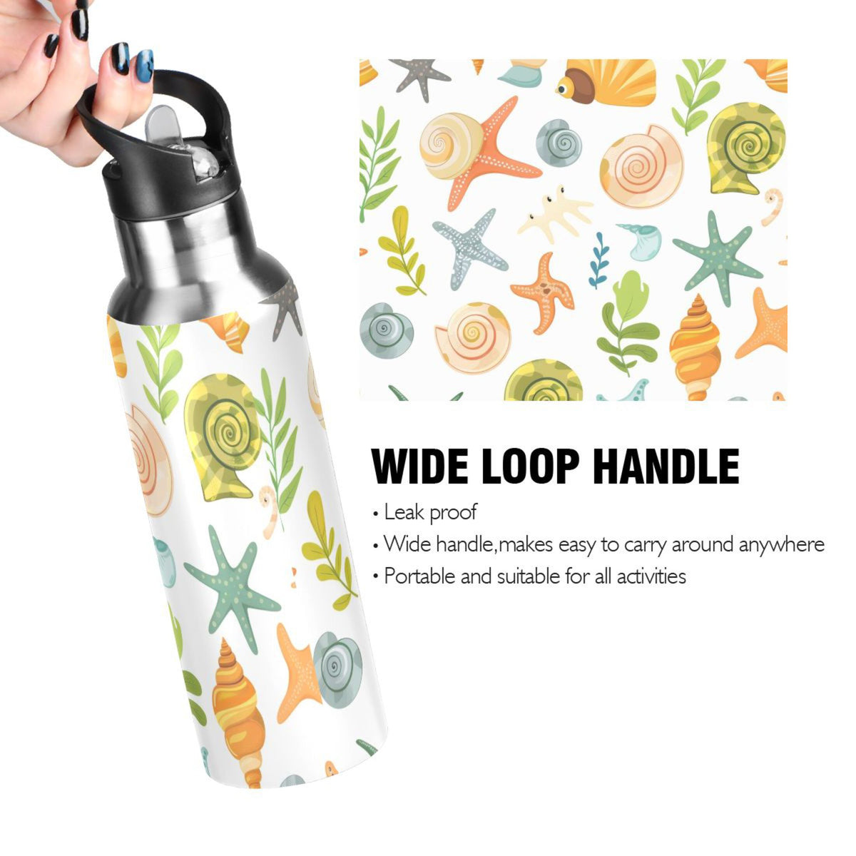 20 oz Insulated Stainless Steel Water Bottle with Straw Lid L20020