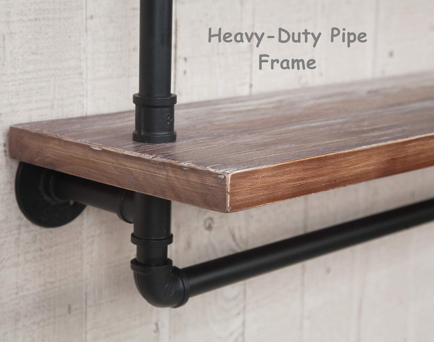 Industrial Retro Wall Mounted Iron Water Pipe Shelf X611846