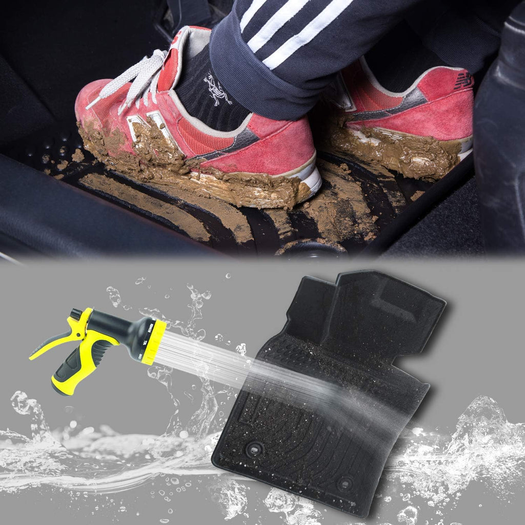 Black Heavy Duty All Weather Floor Mats Liners for Car Front and Rear L6265
